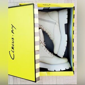 Circus by Sam Edelman Women's Larsa Ivory Cream Combat Boot Saks Fifth Ave NWT